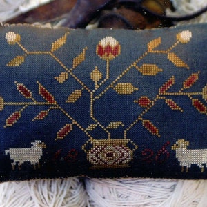 STACY NASH PRIMITIVES &quot;Wooly&#39;s Pinkeep&quot; counted cross stitch pattern, chart, Pattern Only