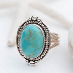Turquoise Ring: Sterling Silver Bohemian Gemstone Jewelry