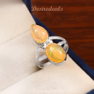 Ethiopian multi fire opal Ring, 925 Sterling Silver Ring, Ethiopian opal Gemstone Ring, Handmade Jewelry Gift