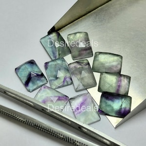 Cristales curativos de fluorita arcoíris natural rectangular con talla rosa calibrada