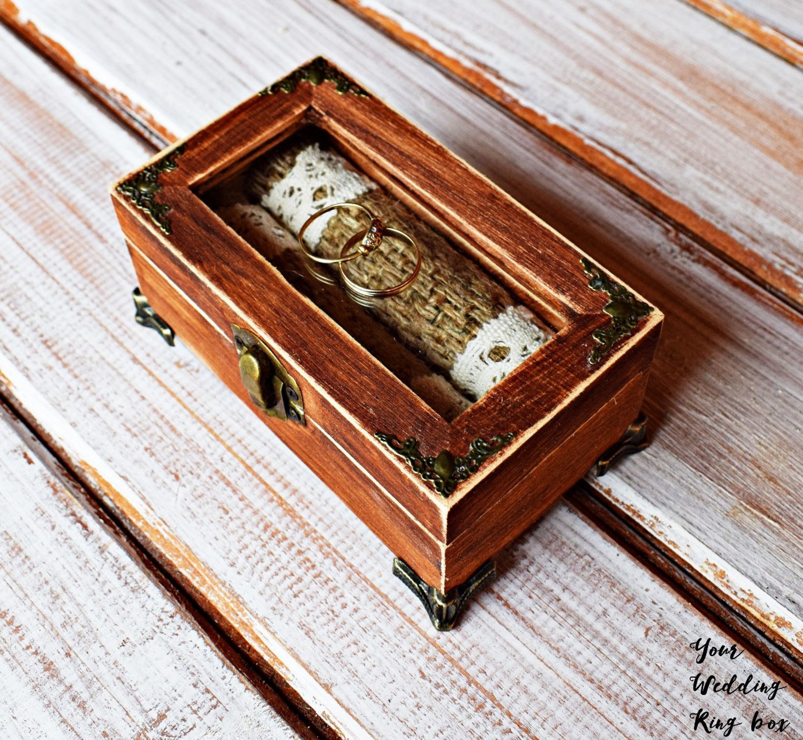 Wedding Ring Glass Box Ring Bearer Box Ring Box With Glass Etsy