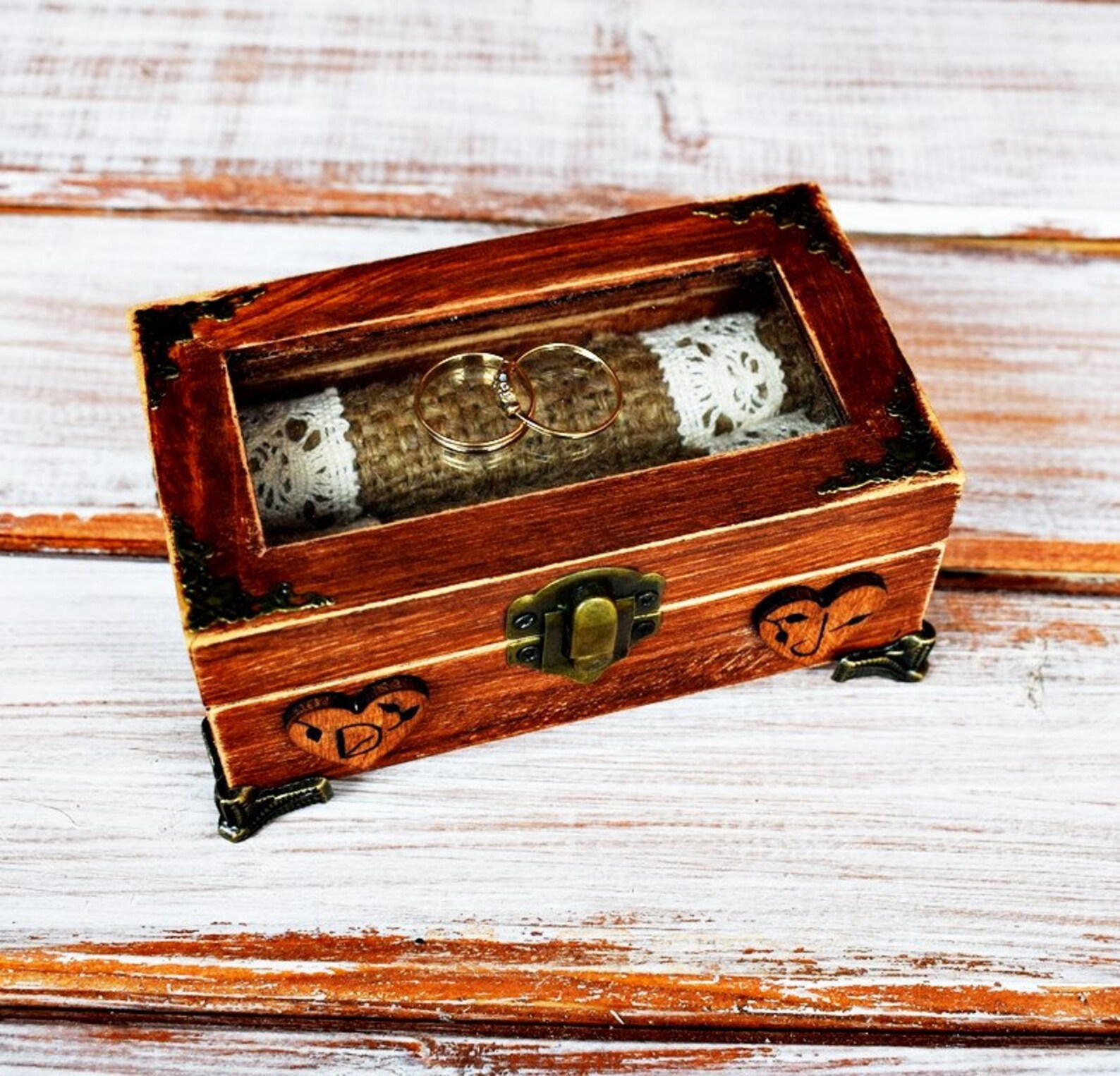 Wedding Ring Glass Box Ring Bearer Box Ring Box With Glass Etsy