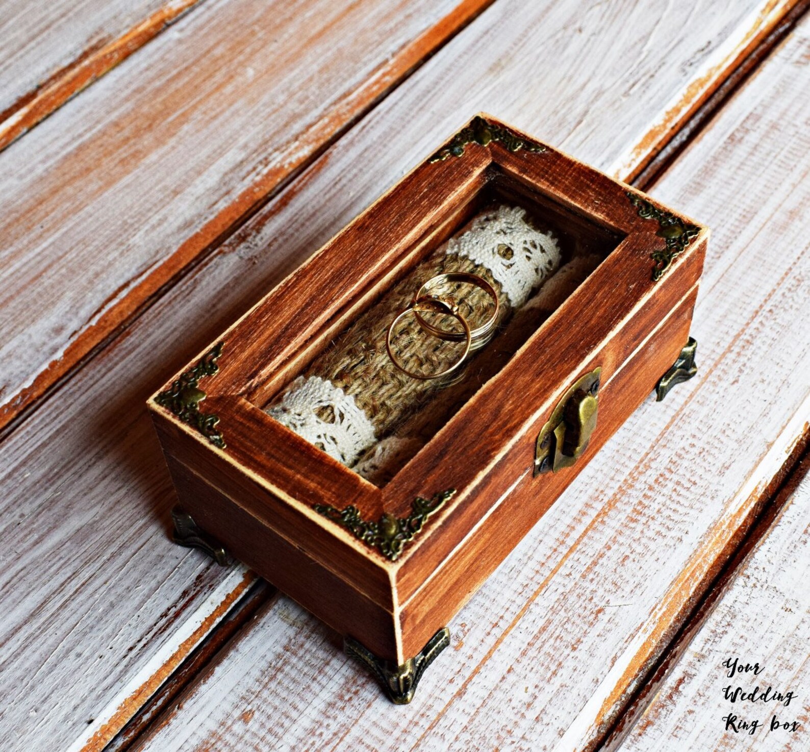 Wedding Ring Glass Box Ring Bearer Box Ring Box With Glass Etsy