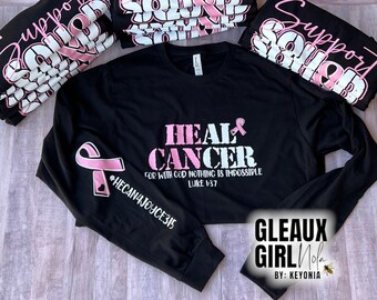 Camiseta de concientización sobre el cáncer de mama de Support Squad, camisa que puede curar, usar cinta rosa, camisas de día de quimioterapia, nadie lucha solo