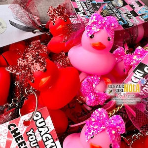 Good Luck Duck Keychain, Rubber Duck Keychain, Glitter Rubber Duck, Glitter Good Luck Cheer Duck, Good Luck Duck Tags, Glitter Jeep Duck