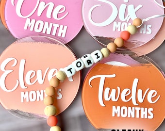 Custom Acrylic Baby Milestone Discs, Monthly Milestone Marker, Milestone Disc, Baby Milestone Prop, Baby Shower Gift, Monthly Milestones