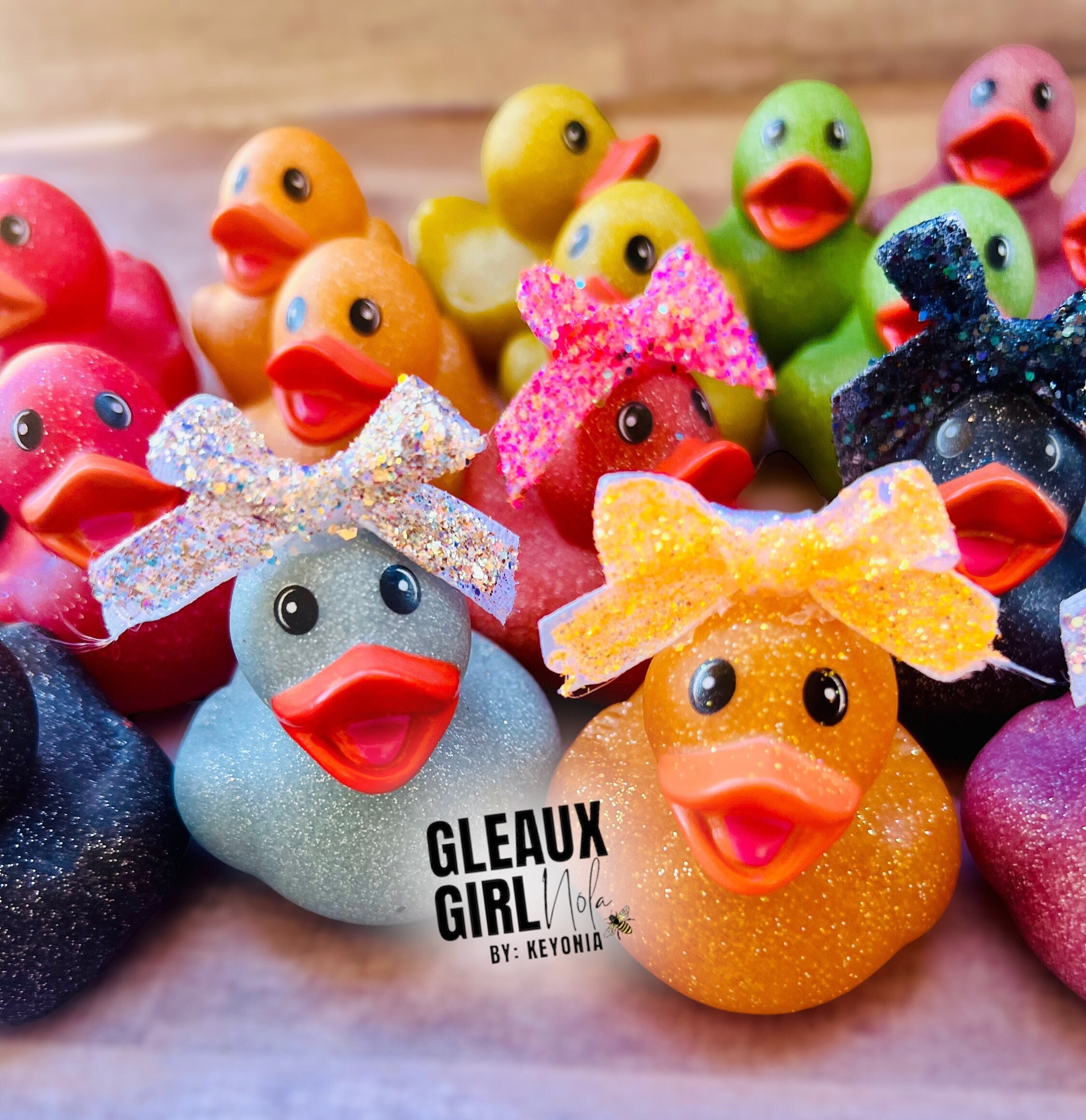 (12 Pack) Colorful Glitter Rubber Duckies (2) Assorted Neon Color Squeaky  Ducks Ducky Duck