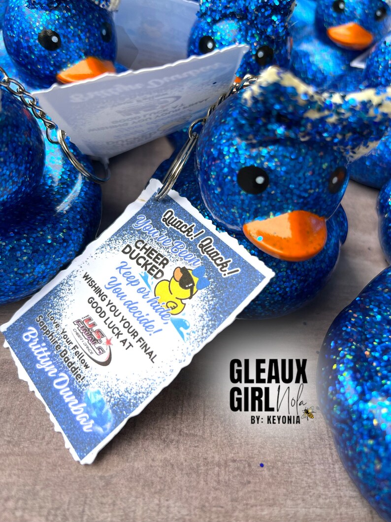 Good Luck Duck Keychain Rubber Duck Keychain Glitter Rubber Etsy