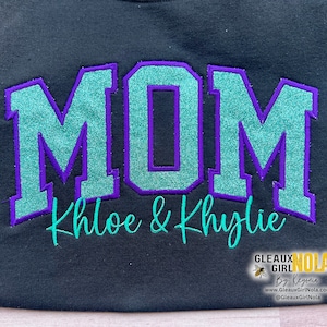 Custom Glitter Appliqué Embroidery Sweatshirt, MAMA Glitter Applique Sweatshirt, Custom Embroidery Gift,