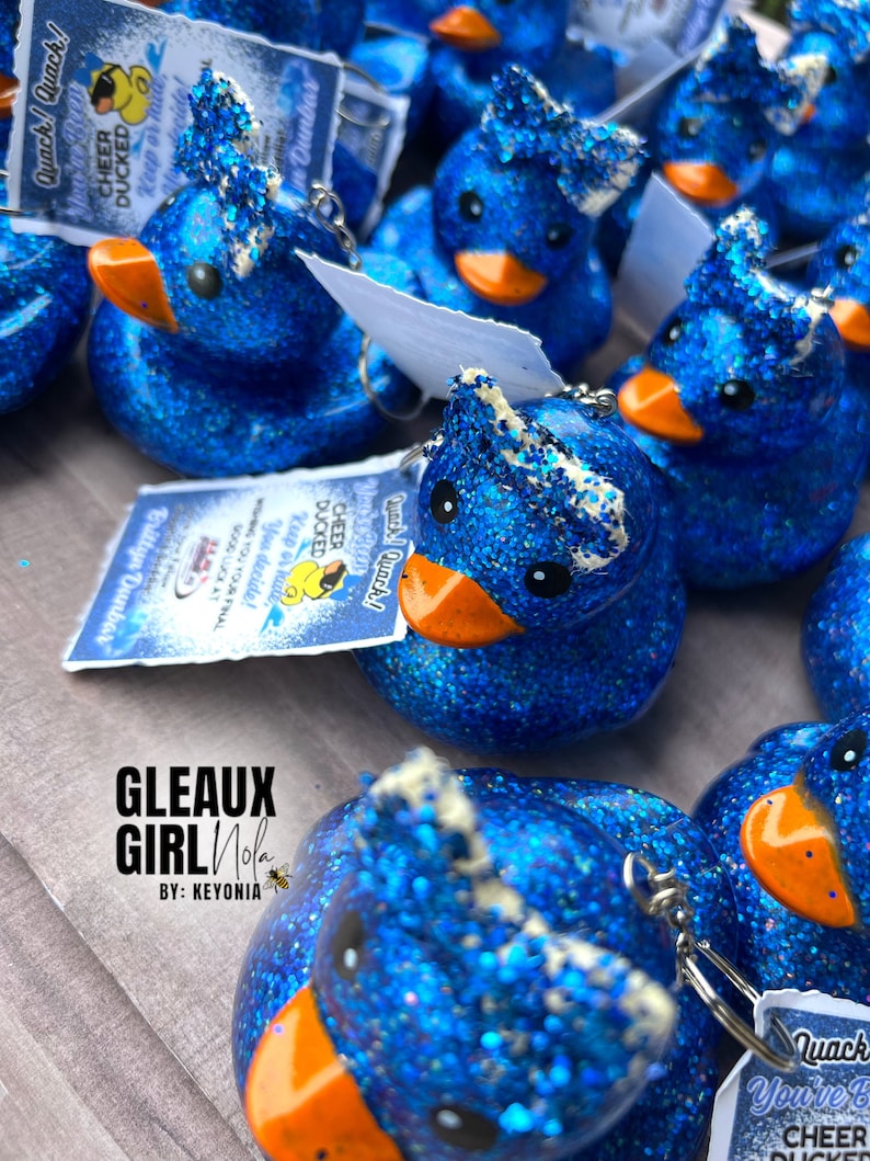 Good Luck Duck Keychain Rubber Duck Keychain Glitter Rubber Etsy