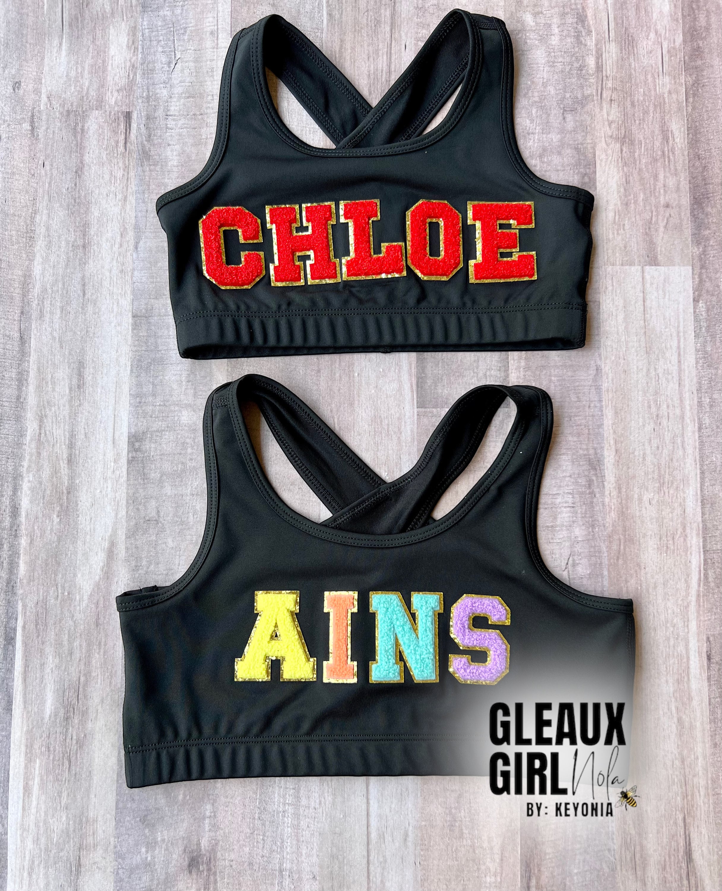 “Back Spot” Rhinestone Cheerleading Sports Bra