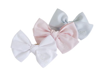 Cotton Over-sized Bow With Embroidered Name