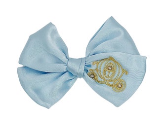 Cinderella Carriage Medium Blue Bow- Baby Princess Bow