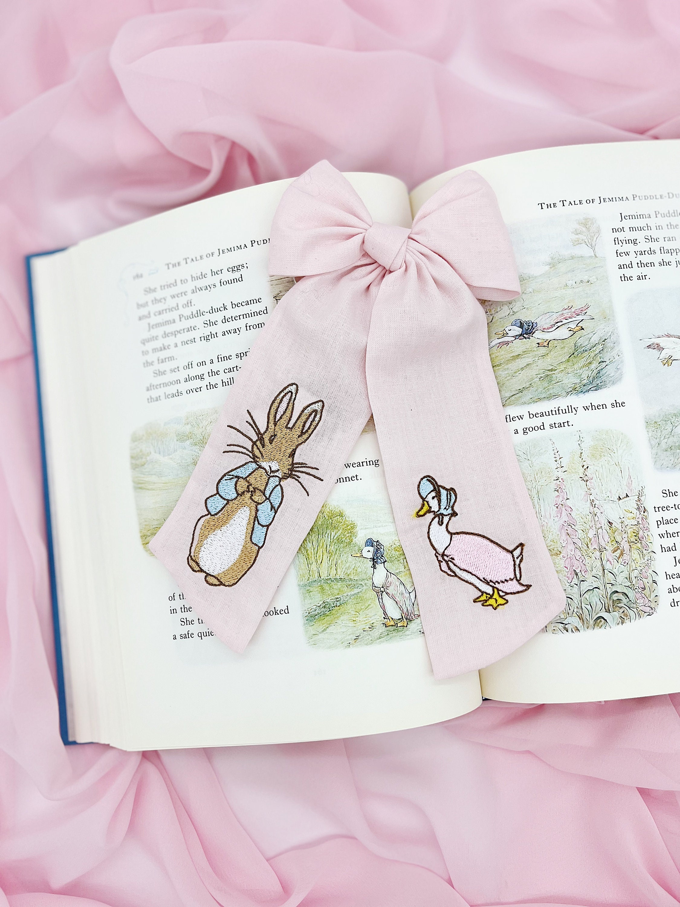 Pink Beatrix Potter Peter Rabbit Duck Embroidered Easter Girl Hair Clip ...