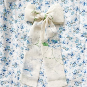 Secret Garden Bow - Long Floral Vintage Toile Bow