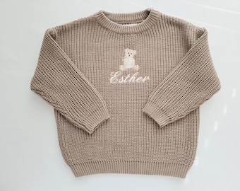 Teddy Bear Sweater - Boys-Girls Personalized Winter Fall Gift