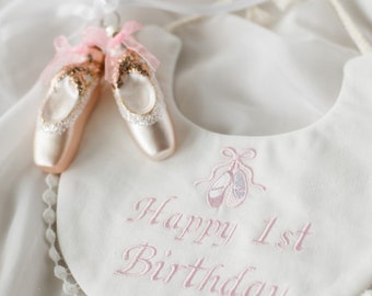 Happy 1st Birthday Bib - Ballerina Bib - Party