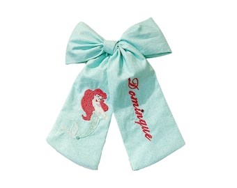 Little Mermaid Ariel Under The Sea Hair Bow - Party Toddler Girls Satin Custom Bow