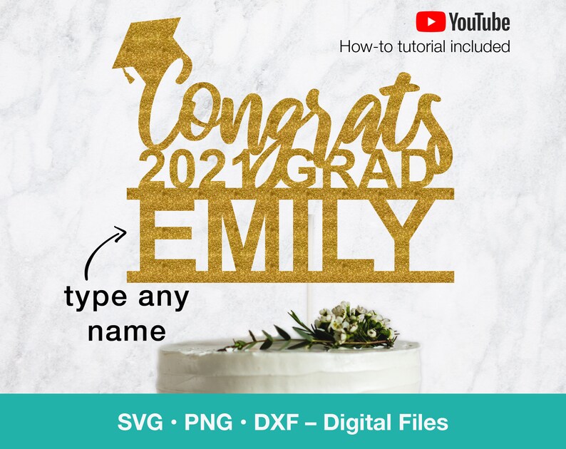 Download Graduation cake topper SVG Congrats 2021 Grad cutting file | Etsy