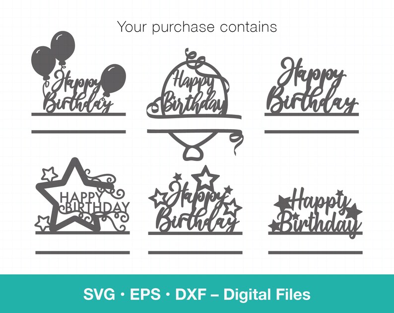 Download Cake Topper Bundle Happy Birthday SVG with Personalize name | Etsy