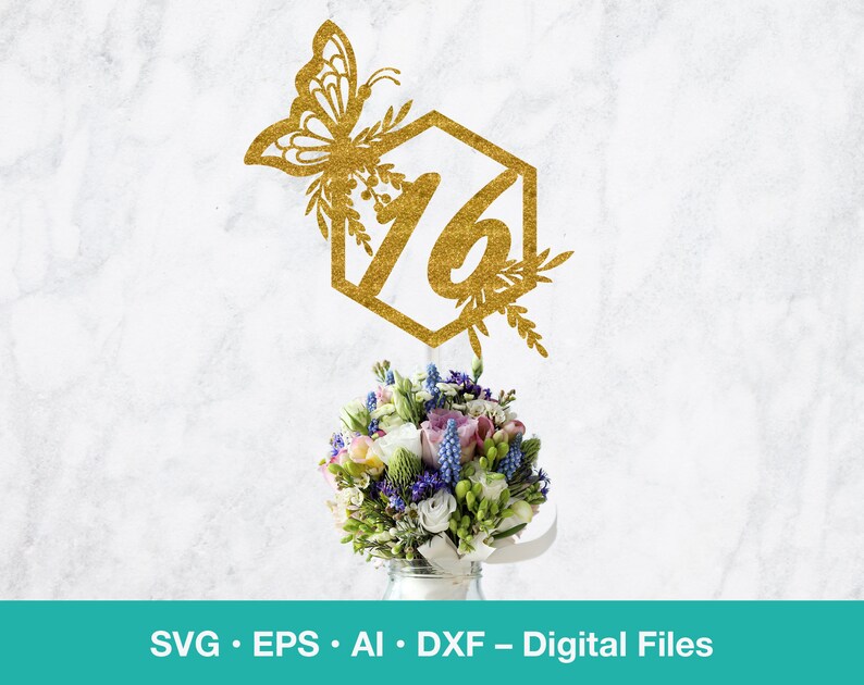 Download Sweet 16 svg birthday cut file Butterfly SVG Cake Topper ...