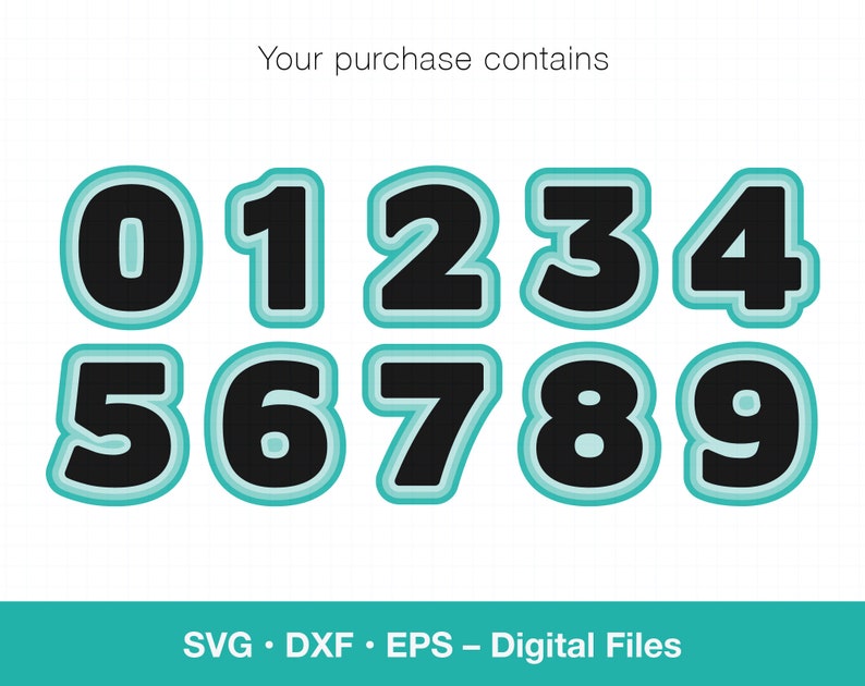 Layered svg numbers 0 to 9 offset shadow party decoration ...
