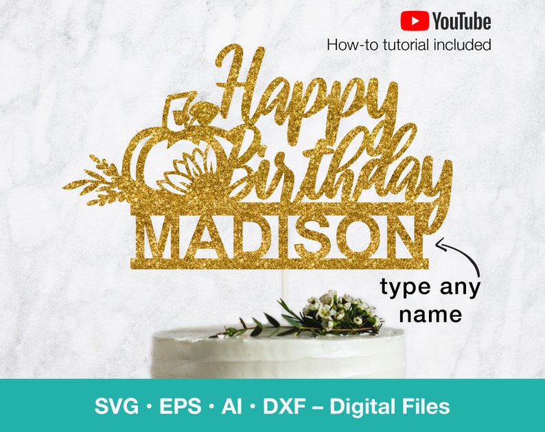 Download Happy Birthday Pumpkin svg Cake Topper Personalize Name | Etsy