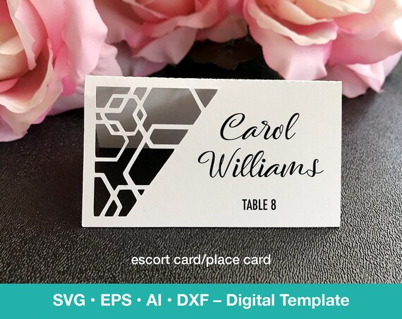 Download Geometric Wedding Escort Card Template Place Card Cricut Svg Etsy