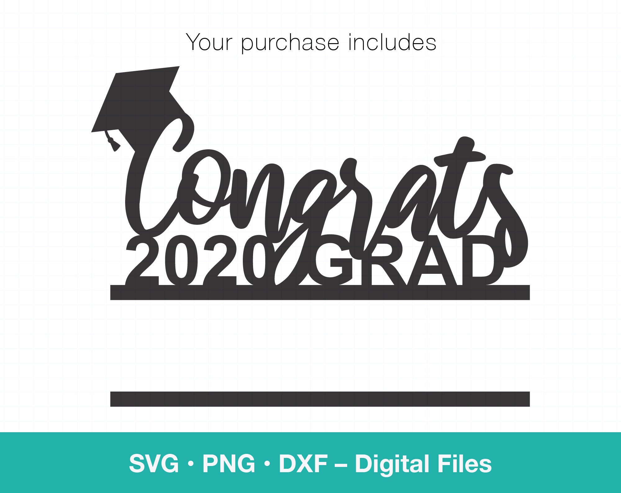 Graduation Cake Topper SVG Congrats 2020 Grad Cutting File Etsy