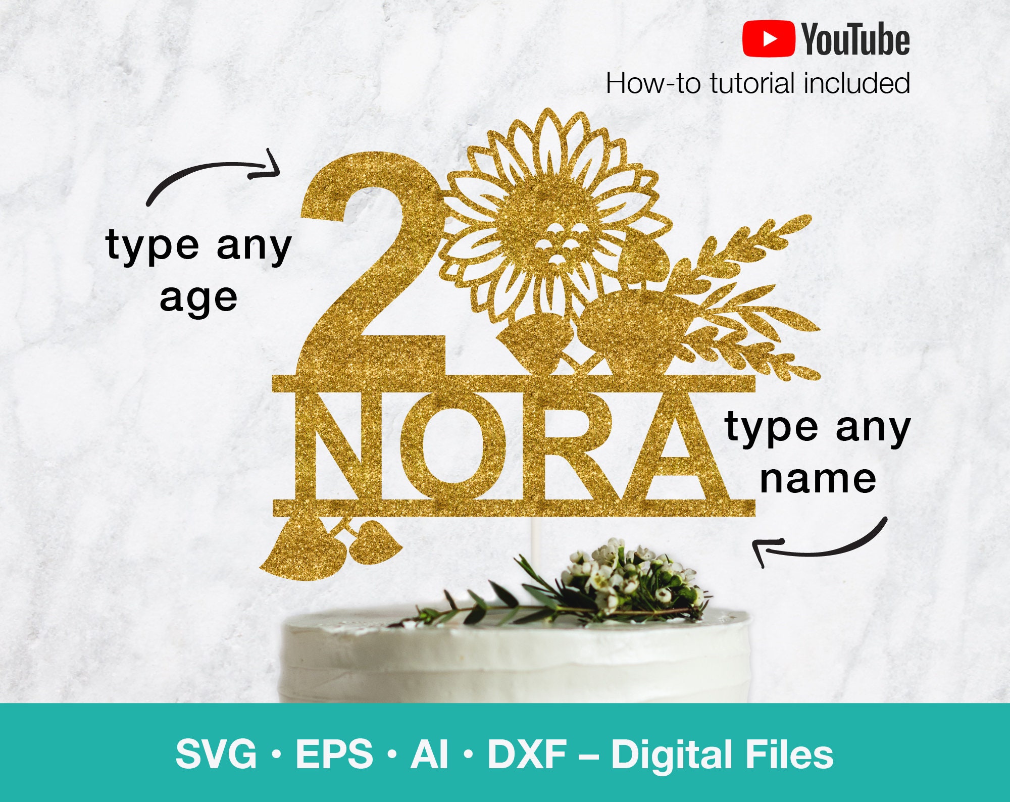 Download Sunflower Svg Cake Topper Personalize Name and Age of | Etsy Ireland Sunflower Svg Cake Topper Personalize Name and Age of | Etsy Ireland