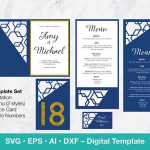 Download Wedding Menu Template Geometric Cricut Svg Template Pocket Etsy