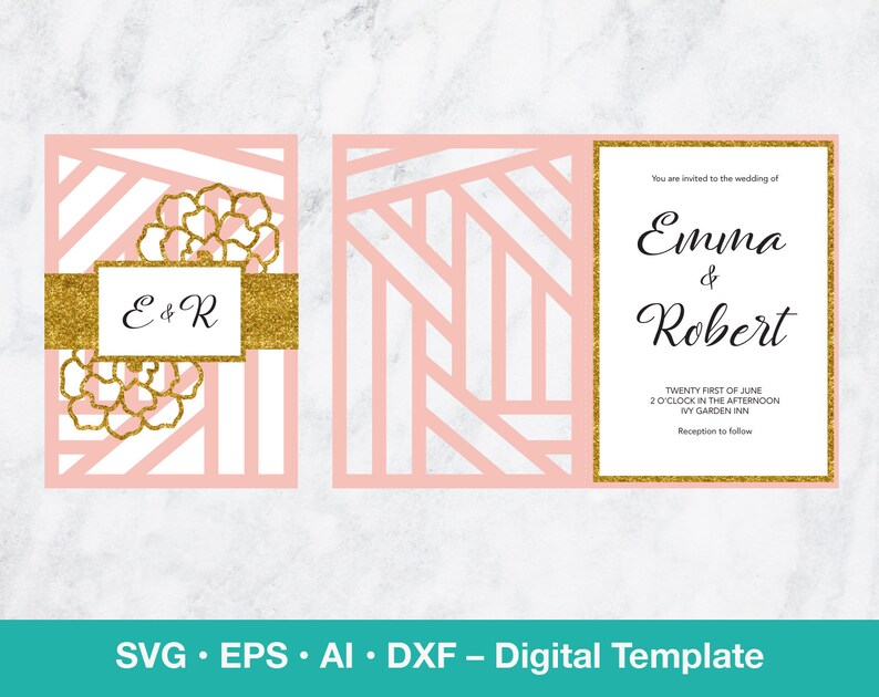 Bundle Wedding Invitations Svg Laser Cut Templates Big Set Etsy