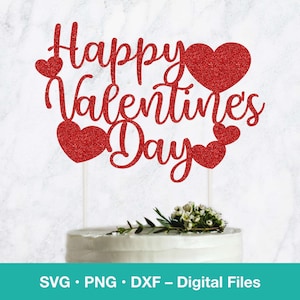 Happy Valentines Day Topper SVG; hearts cake cut file; love day laser design
