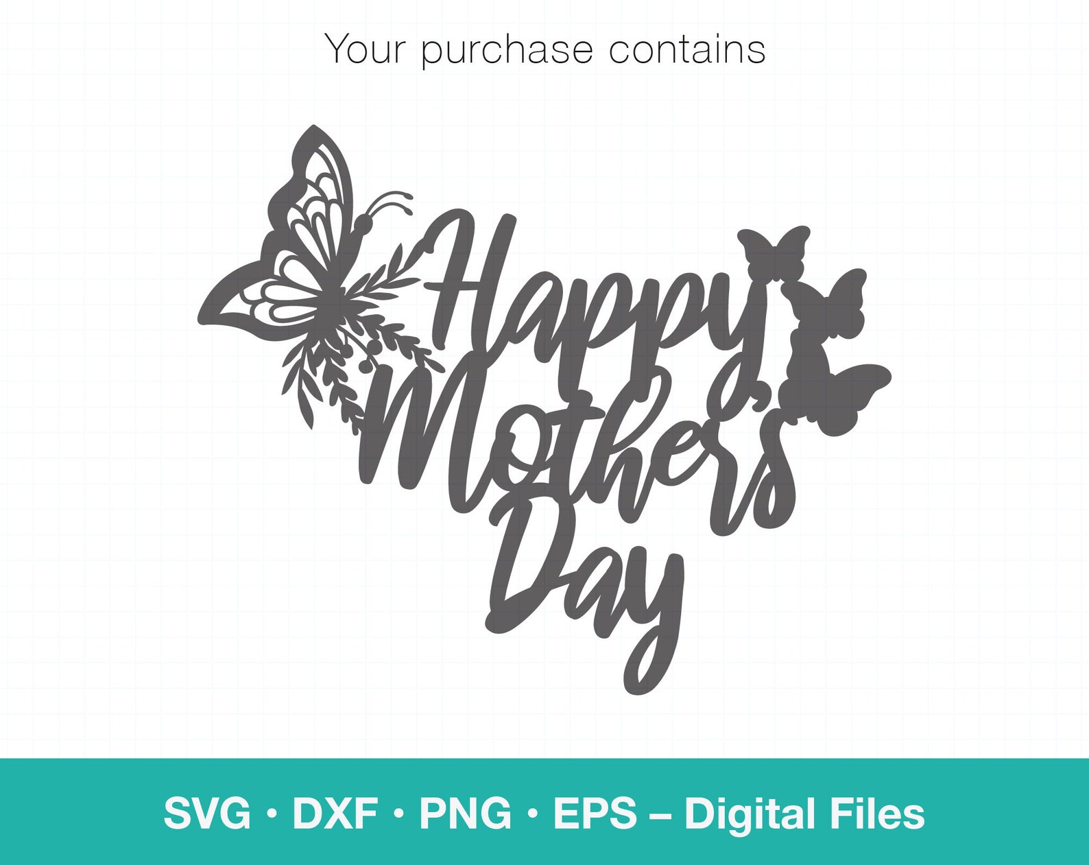 Butterfly Happy Mothers Day SVG Cake Topper Card Template for - Etsy