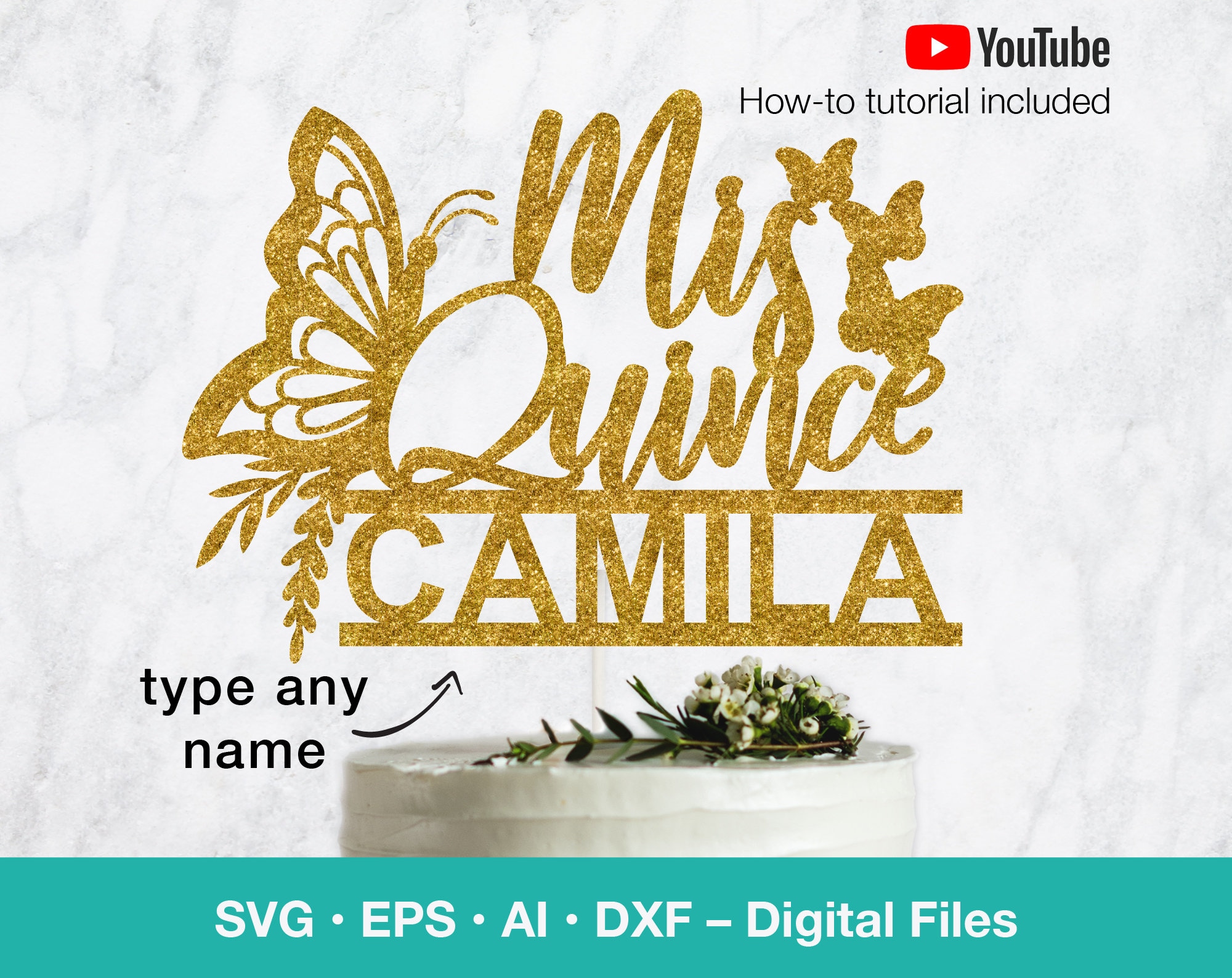 Mis Quince Birthday Custom Name Svg Butterfly Sweet 15 Svg - Etsy Sweden
