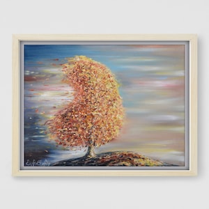 Tree Oil Painting Original Art Fall Painting Tree Canvas Art Autumn Landscape Original Artwork Tree of Life Wall Art 12x16&quot; by Sofi Shafto