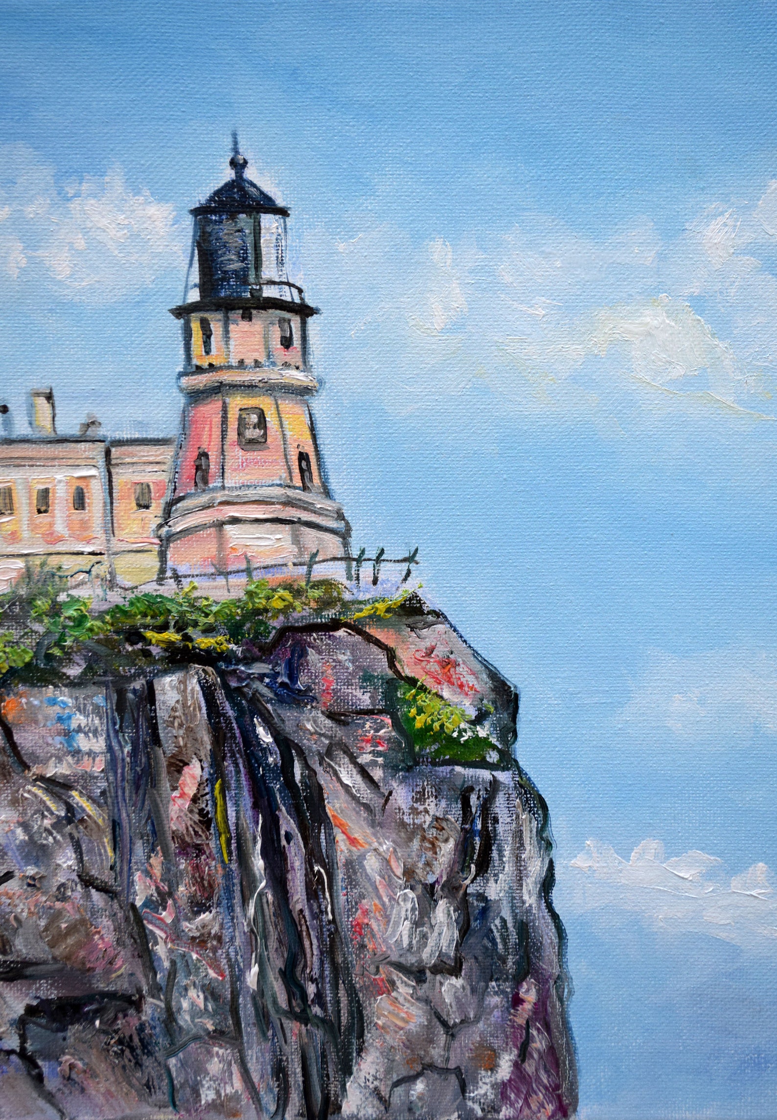 Split Rock Lighthouse Painting Original Canvas Art Minnesota Etsy