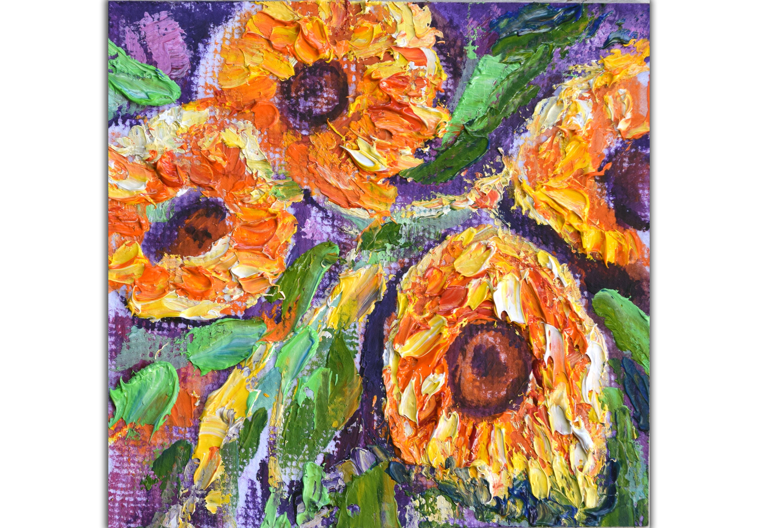 Oil Painting Art & Collectibles Sunflower Painting Impasto Original ...
