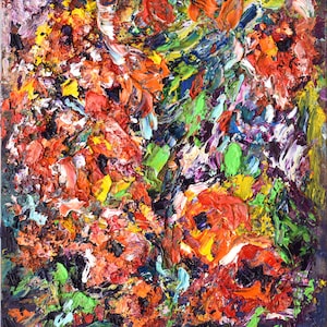 Poppy Painting Impasto Original Floral Art Red Poppies Wall Art 8x8&quot; Golden Poppies Wild Flowers Impasto by Sofi Shafto