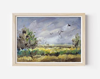 Ecosse, peinture originale rurale, peinture à l'huile des Highlands : art du paysage rural, 5 x 7 po.