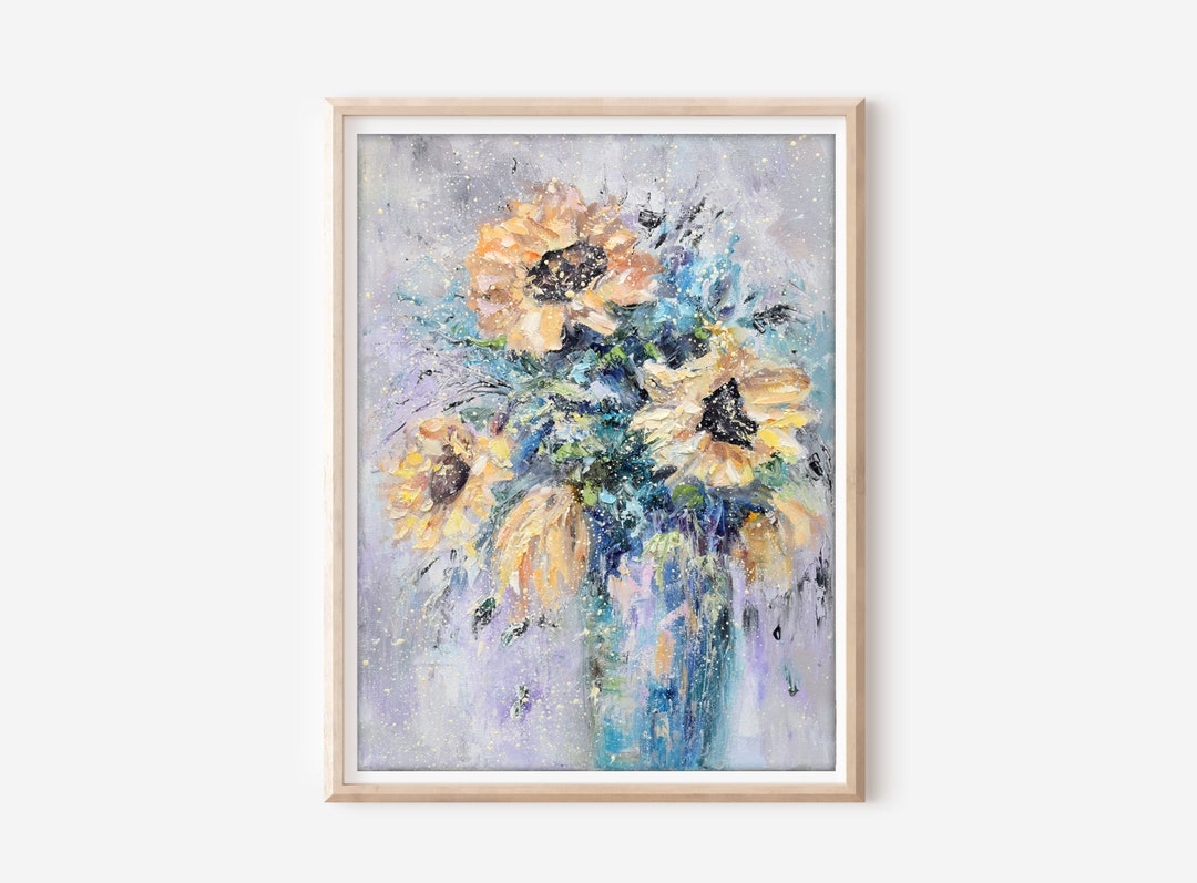 Sunflower Oil Painting Floral Original Art Impasto Sunflower Artwork ...