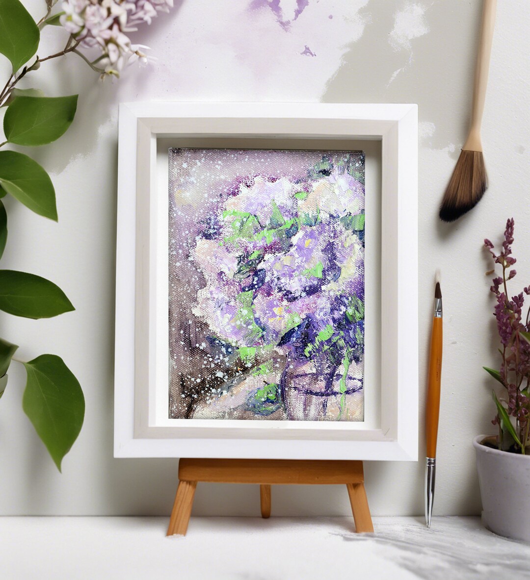 油絵 絵画 【ライラック】 油絵 油彩 油彩画 絵 絵画 【白と紫の