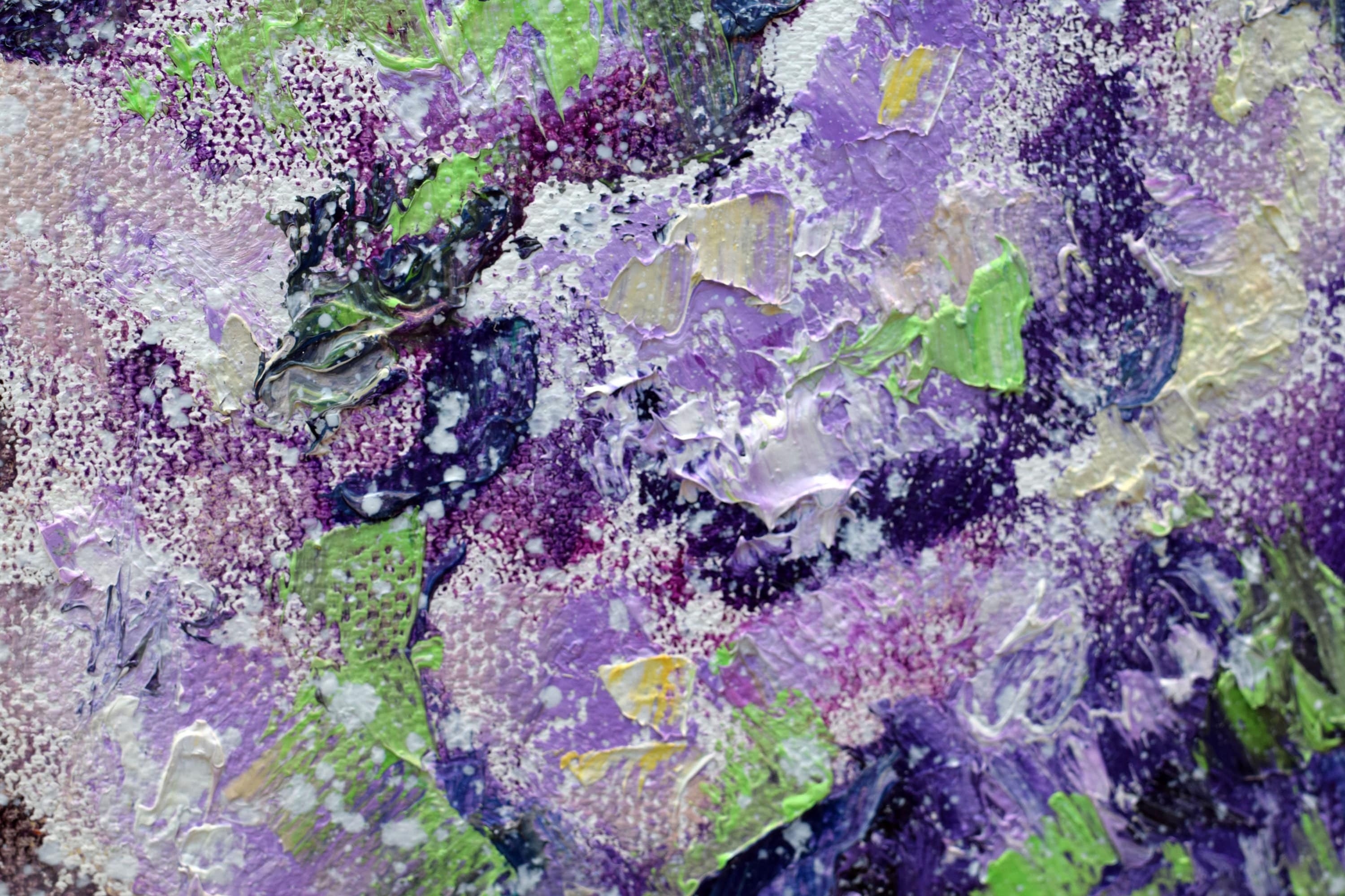 ライラックの絵画：オリジナルの花の油絵、5x7インチのキャンバス