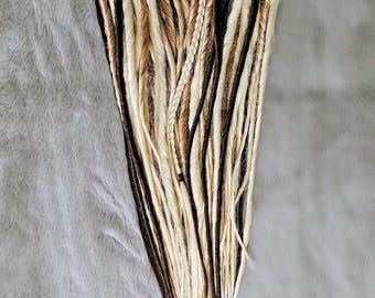 Blonde Mocha Mix Synthetic Dreadlock Extensions, Handmade Faux Dreadlocks, Festival Hair Extensions