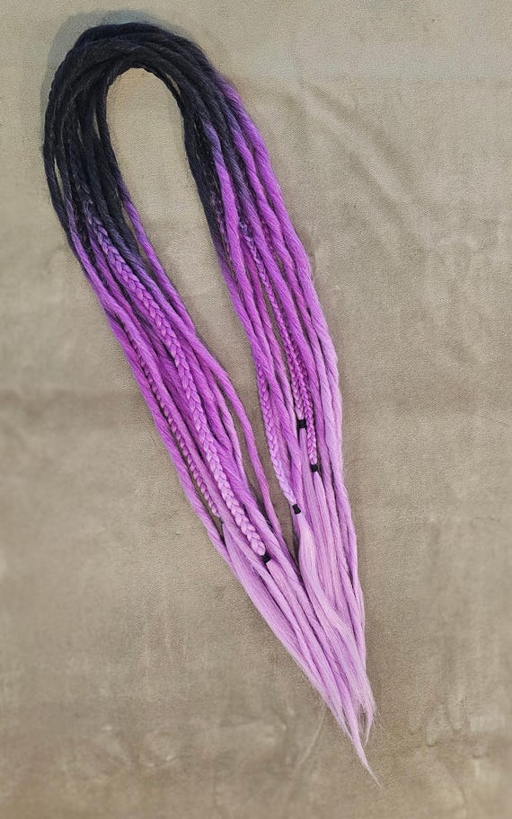 Handmade Long Black purple ombre Loc extensions Amazon.com : Leeven 30 Strands Synthetic Double Ended  main image 4