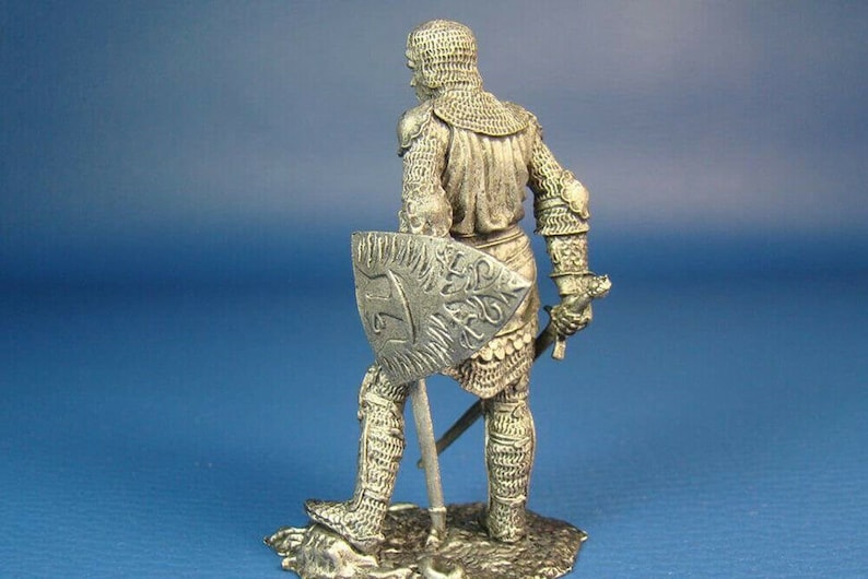 Germany Knight of the Teutonic Order 14th Century 132 Scale Height 65mm Unpainted Tin Figure Middle Ages Handmade Collectible Toy Miniature