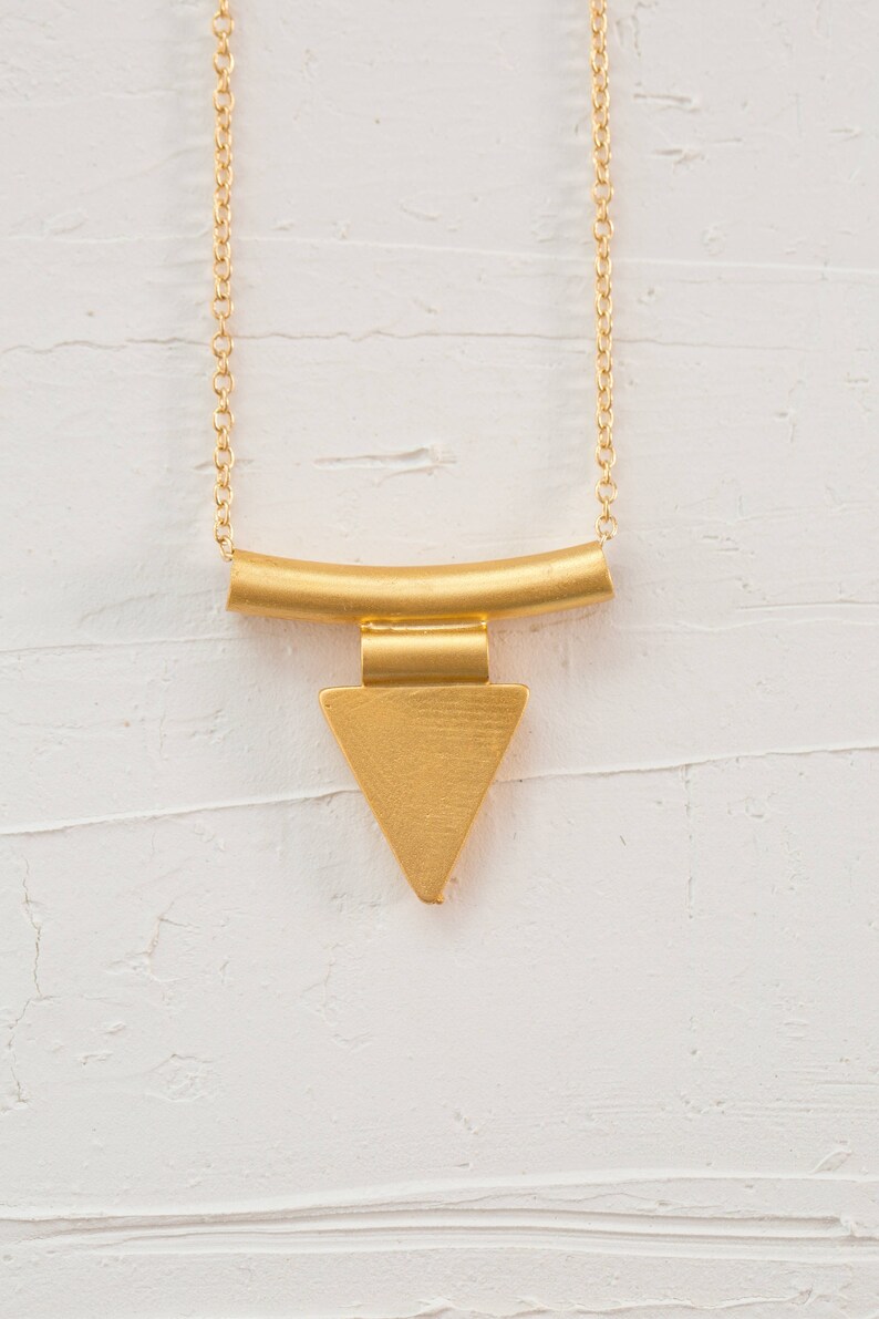 Colorful Triangle Necklace Geometric Gold Jewelry Long Gold Etsy
