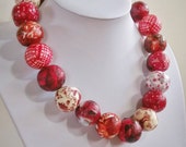 Paper bead necklace, " Red Season", made with love