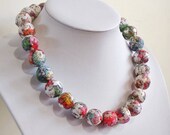 Crochet, Paper bead necklace,  made with love