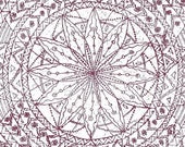 Mandala Greeting Card, drawn with love, "Violet Star"